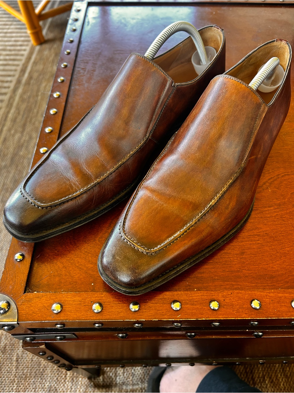 Magnanni Chestnut Brown Leather Venetian Loafers 11.5 M